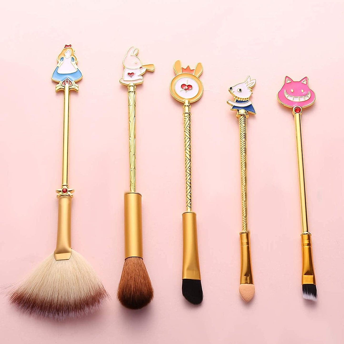 Anime Alice in Wonderland Makeup Brushes Set Foundation Blending Powder Eye Shadow Contour Concealer Blush Cosmetic Fairy Makeup Brush Tools (Gold Color - C) (A - Gold Color) Health & Beauty > Personal Care > Cosmetics > Cosmetic Tools > Makeup Tools feimeng jewelry
