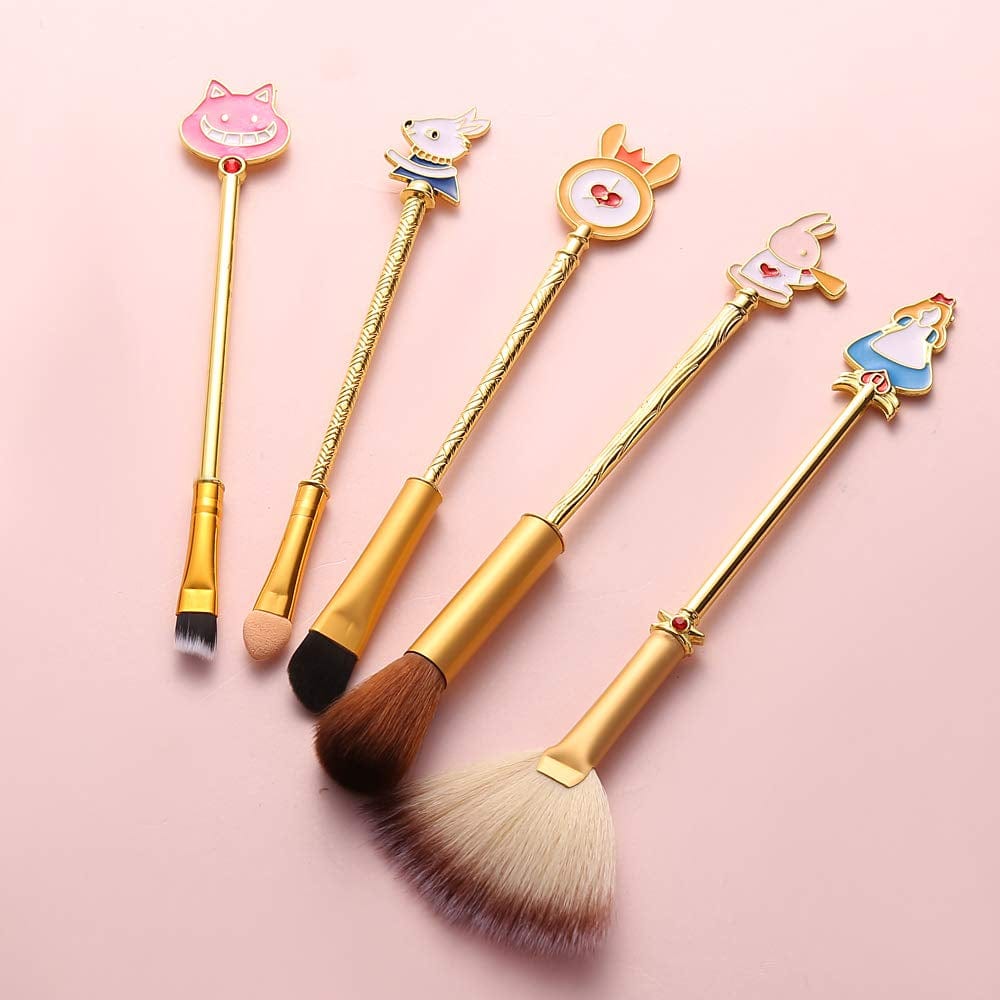 Anime Alice in Wonderland Makeup Brushes Set Foundation Blending Powder Eye Shadow Contour Concealer Blush Cosmetic Fairy Makeup Brush Tools (Gold Color - C) (A - Gold Color) Health & Beauty > Personal Care > Cosmetics > Cosmetic Tools > Makeup Tools feimeng jewelry
