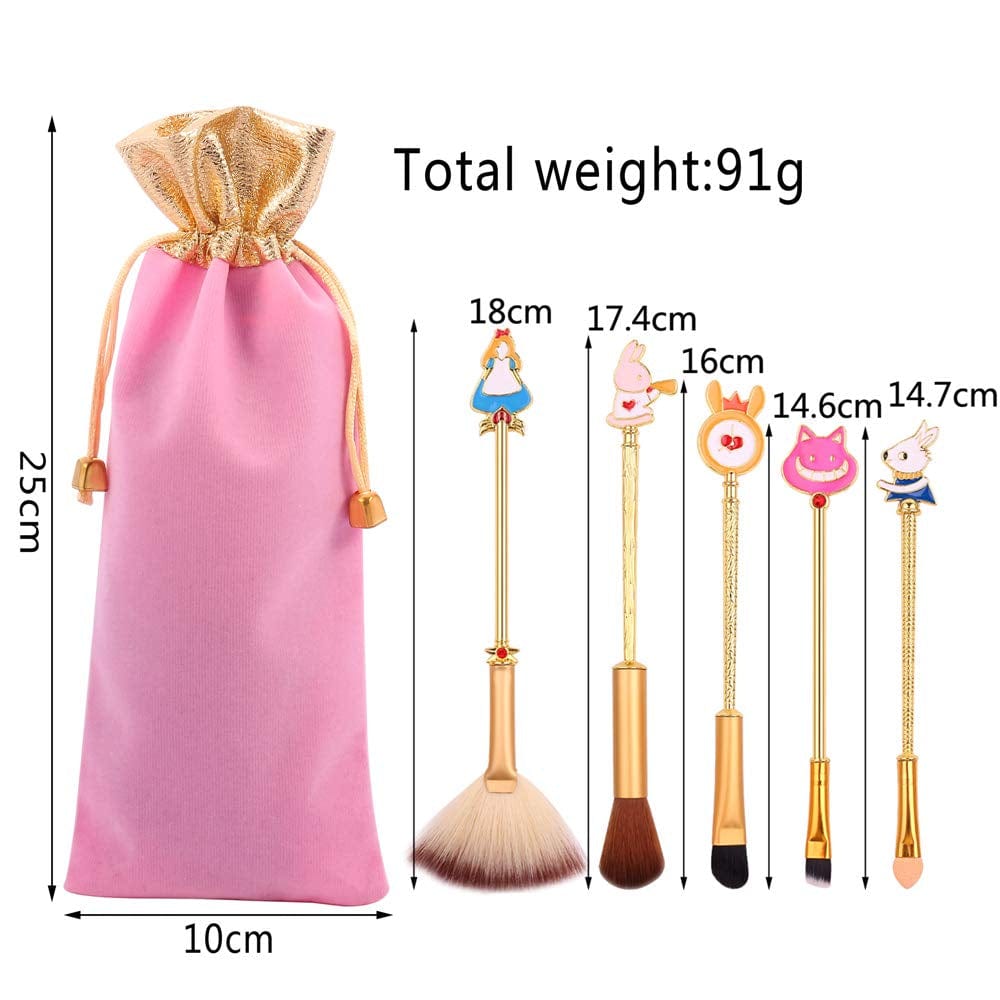 Anime Alice in Wonderland Makeup Brushes Set Foundation Blending Powder Eye Shadow Contour Concealer Blush Cosmetic Fairy Makeup Brush Tools (Gold Color - C) (A - Gold Color) Health & Beauty > Personal Care > Cosmetics > Cosmetic Tools > Makeup Tools feimeng jewelry