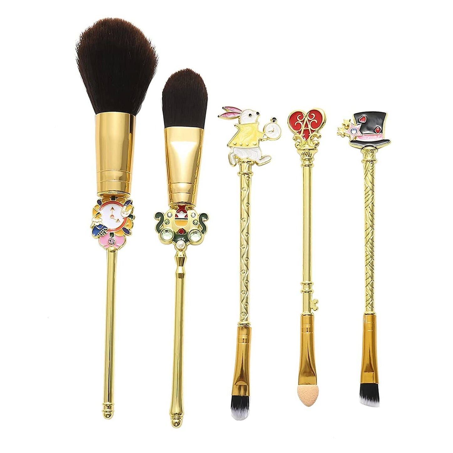 Anime Alice in Wonderland Makeup Brushes Set Foundation Blending Powder Eye Shadow Contour Concealer Blush Cosmetic Fairy Makeup Brush Tools (Gold Color - C) (A - Gold Color) Health & Beauty > Personal Care > Cosmetics > Cosmetic Tools > Makeup Tools feimeng jewelry B - Gold Color