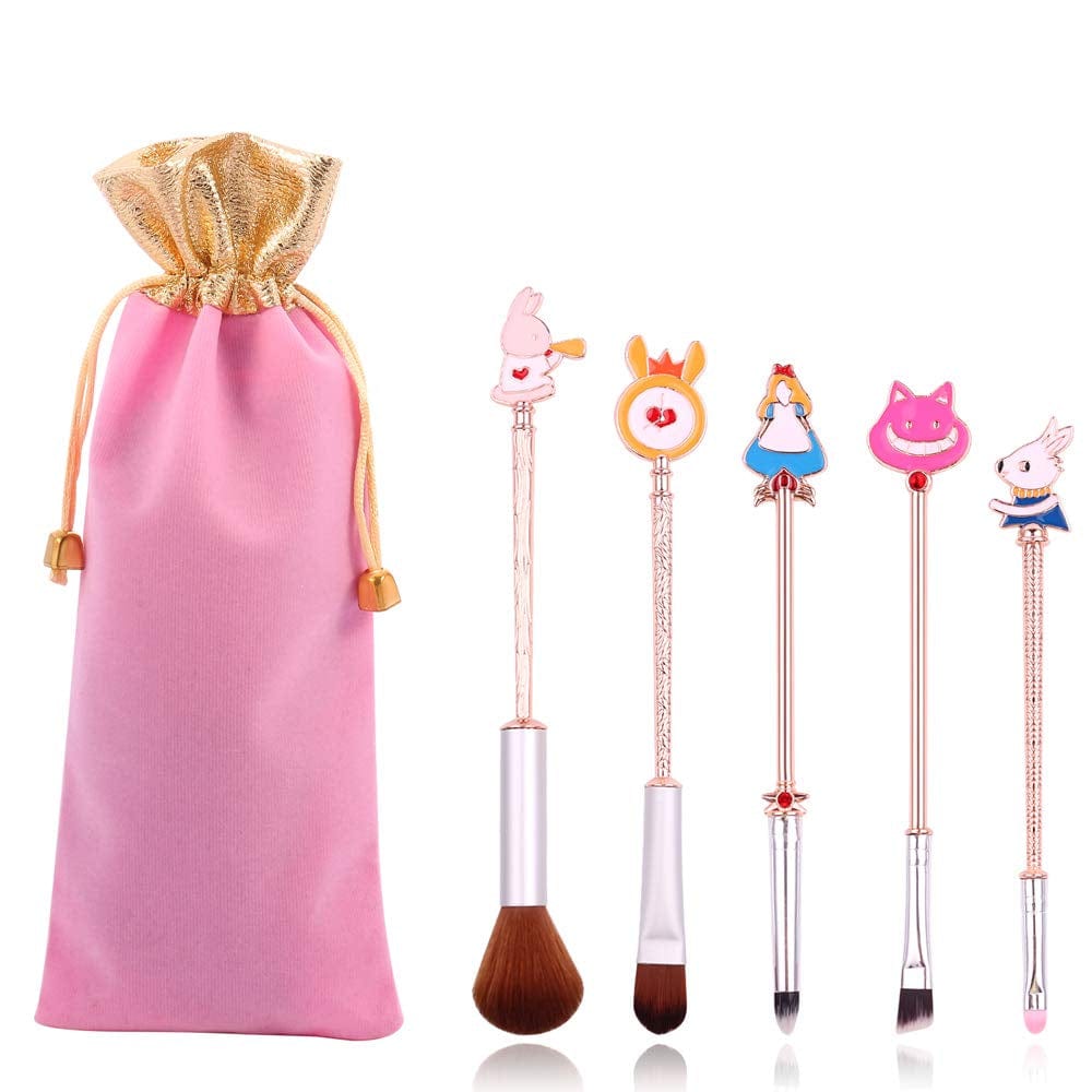 Anime Alice in Wonderland Makeup Brushes Set Foundation Blending Powder Eye Shadow Contour Concealer Blush Cosmetic Fairy Makeup Brush Tools (Gold Color - C) (A - Gold Color) Health & Beauty > Personal Care > Cosmetics > Cosmetic Tools > Makeup Tools feimeng jewelry A - Pink Color