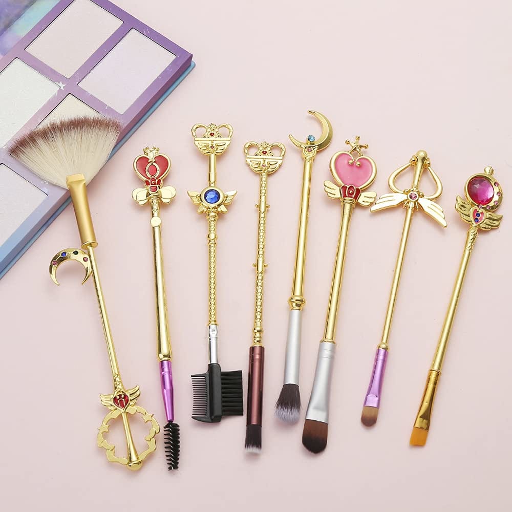 Anime Sailormoon Makeup Brushes, Pink Magic Wand Metal Handle Makeup Brushes, Professional Eye/Face/Lip Makeup Brushes Tool Sets & Kits Cosplay, Valentine/Halloween/Christmas Gifts Health & Beauty > Personal Care > Cosmetics > Cosmetic Tools > Makeup Tools YUBUYU B - Gold