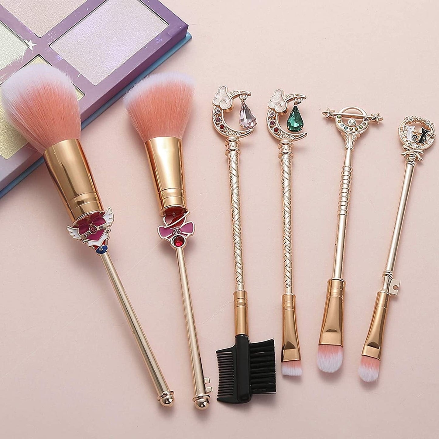 Anime Sailormoon Makeup Brushes, Pink Magic Wand Metal Handle Makeup Brushes, Professional Eye/Face/Lip Makeup Brushes Tool Sets & Kits Cosplay, Valentine/Halloween/Christmas Gifts Health & Beauty > Personal Care > Cosmetics > Cosmetic Tools > Makeup Tools YUBUYU D - Pink