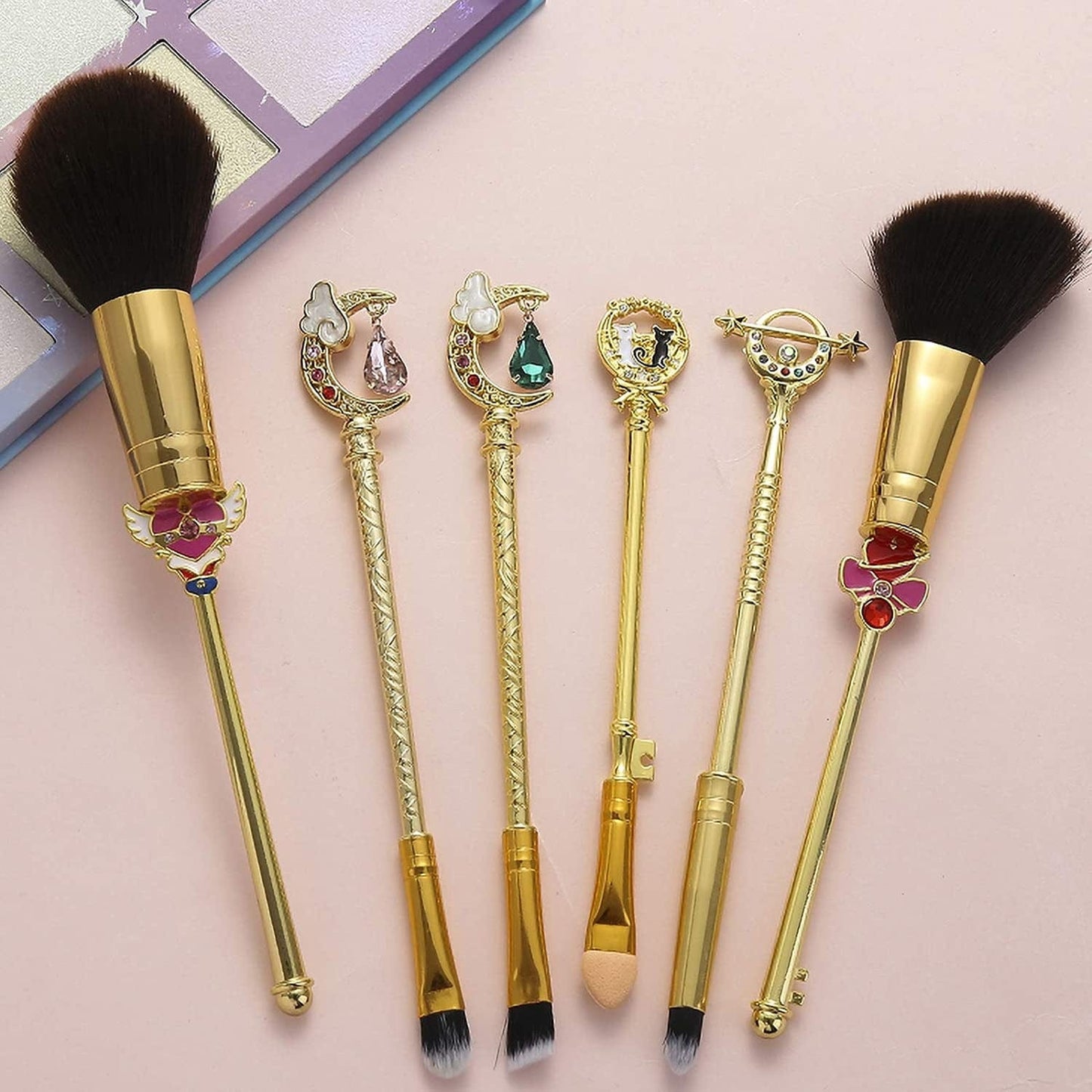 Anime Sailormoon Makeup Brushes, Pink Magic Wand Metal Handle Makeup Brushes, Professional Eye/Face/Lip Makeup Brushes Tool Sets & Kits Cosplay, Valentine/Halloween/Christmas Gifts Health & Beauty > Personal Care > Cosmetics > Cosmetic Tools > Makeup Tools YUBUYU D - Gold