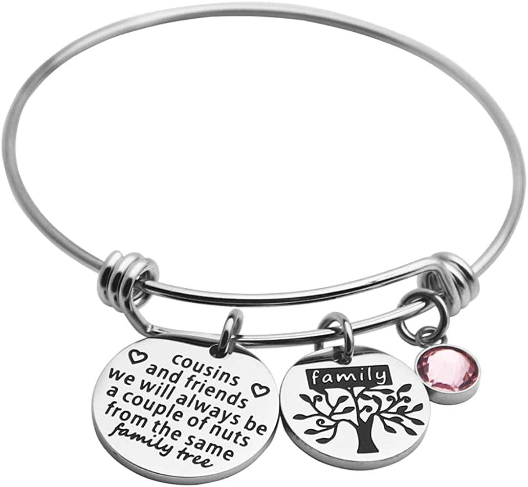 Ankiyabe Cousins Gifts Cousin Expandable Bracelet Cousins Birthday Gift Cousin Quotes Bangle with Family Tree Charm Apparel & Accessories > Jewelry > Bracelets Ankiyabe Cousins and Friends We Will Always Be a Couple of Nuts