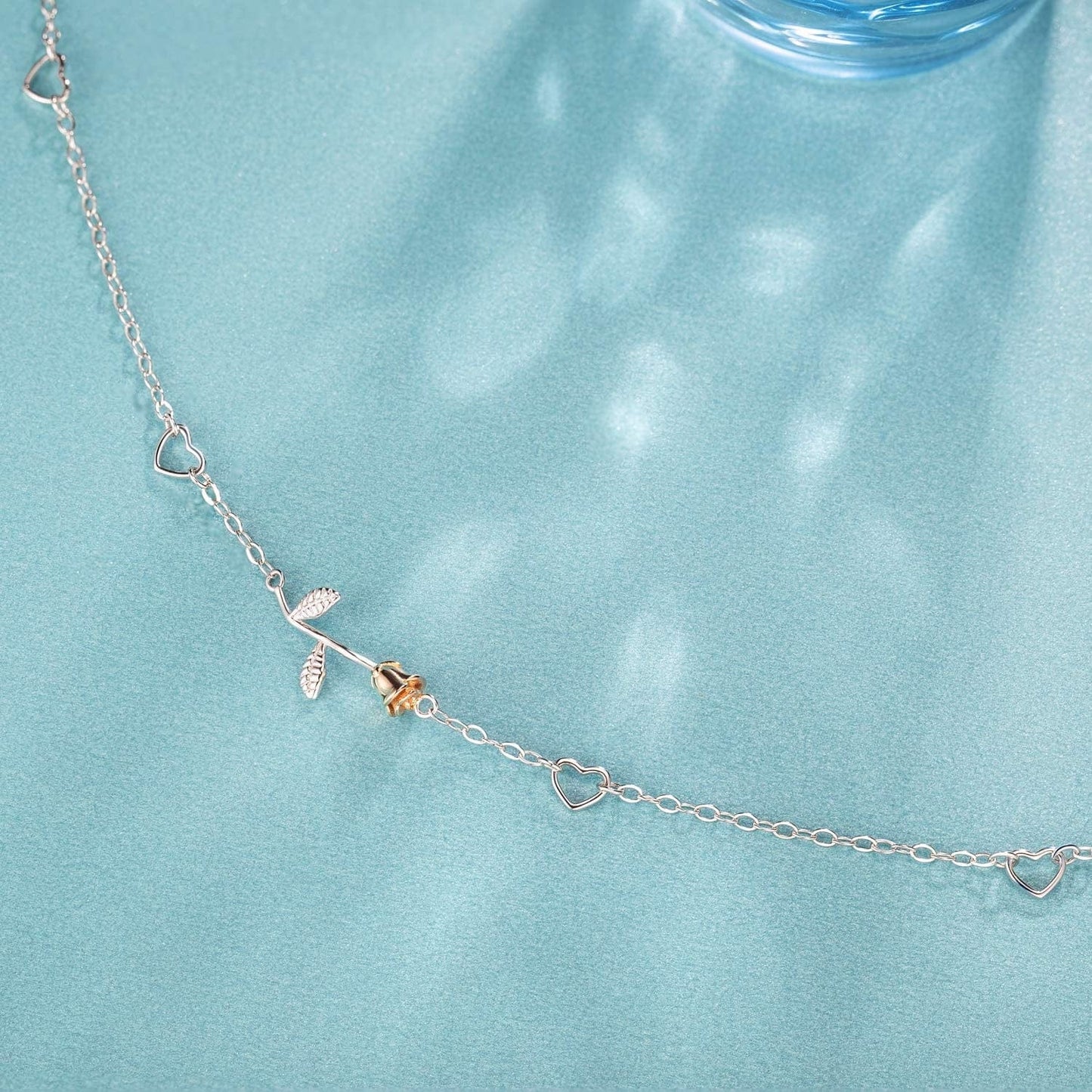 Ankle Bracelet for Women 925 Sterling Silver Love Rose Flower Anklet White Gold Plated CZ Diamond Anklet Gift for Women Girls Apparel & Accessories > Jewelry > Anklets ASHLI JENA