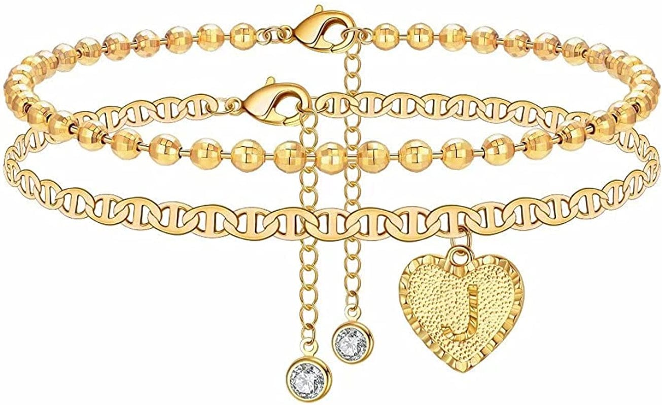 Ankle Bracelets for Women, Butterfly Anklet 14K Gold Plated Ankle Bracelet Layered Anklet for Women Initial Anklet Letter A-Z Gold Anklets for Women Teen Girls Foot Jewelry Gifts Apparel & Accessories > Jewelry > Anklets IEFSHINY J1