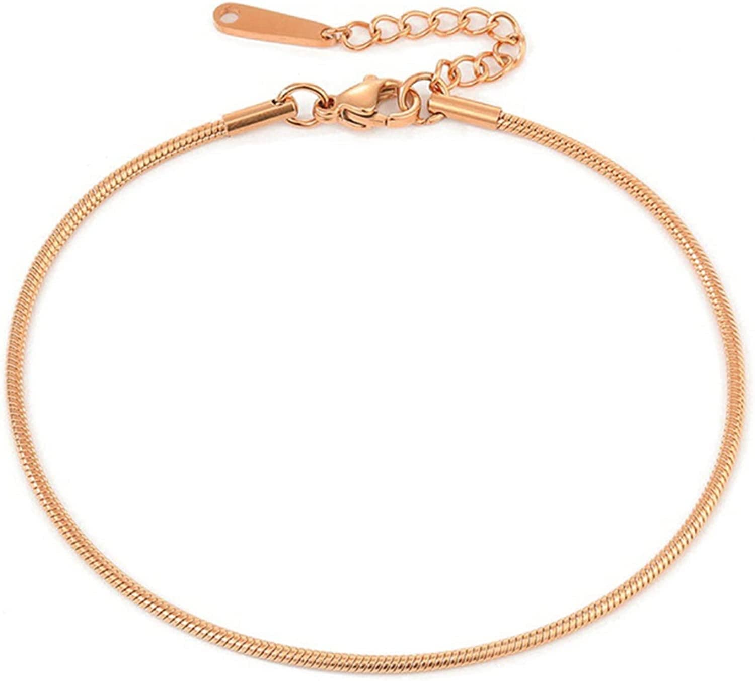 Ankle Bracelets for Women Cuban Link Anklet Tennis Anklet Butterfly Anklets Heart Anklet Gold Anklets for Women Silver Anklet Bracelets for Women Dainty Foot Jewelry Apparel & Accessories > Jewelry > Anklets Sora Tuki style22-rose gold snake chain