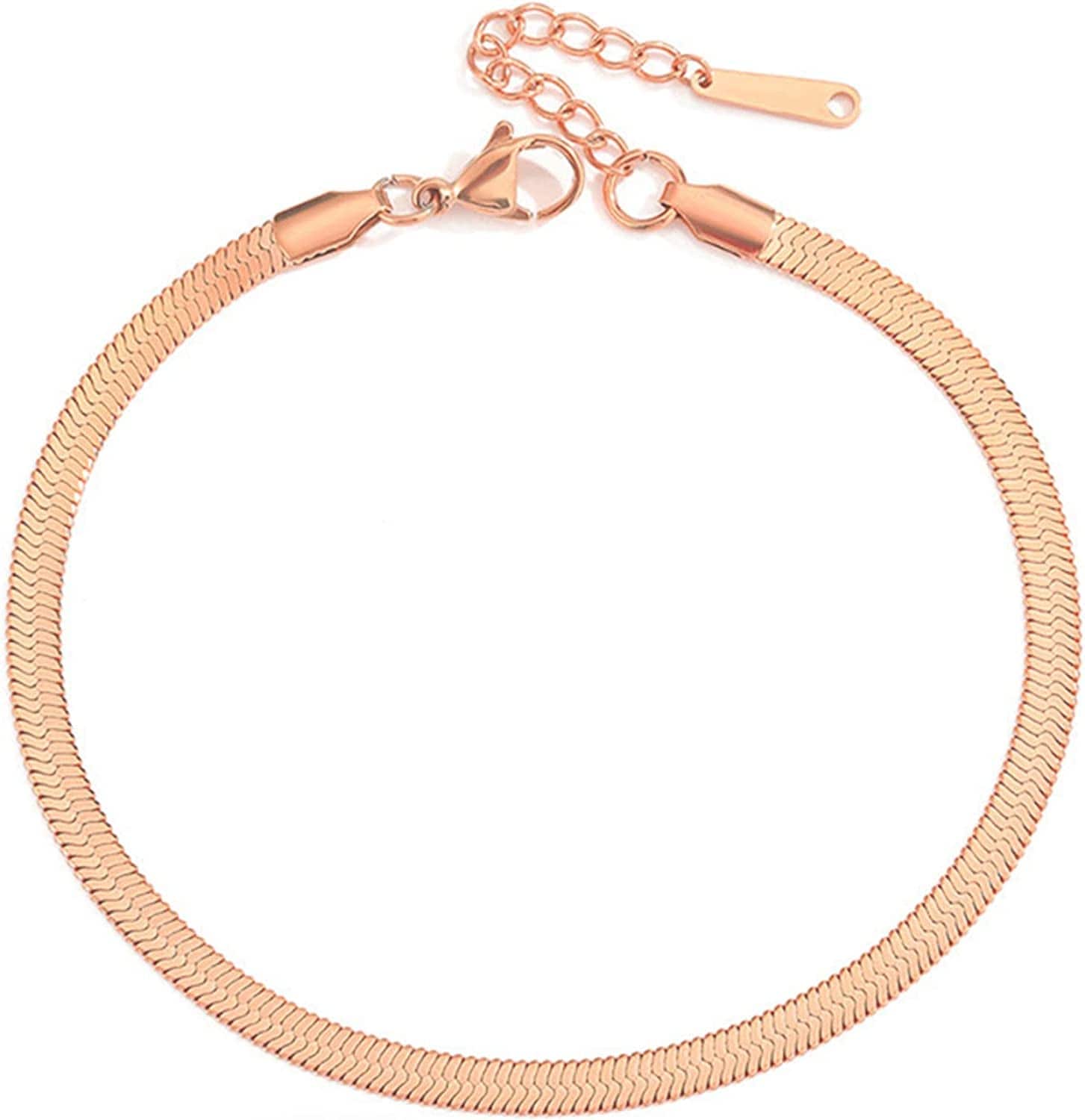 Ankle Bracelets for Women Cuban Link Anklet Tennis Anklet Butterfly Anklets Heart Anklet Gold Anklets for Women Silver Anklet Bracelets for Women Dainty Foot Jewelry Apparel & Accessories > Jewelry > Anklets Sora Tuki style23-rose gold herringbone chain