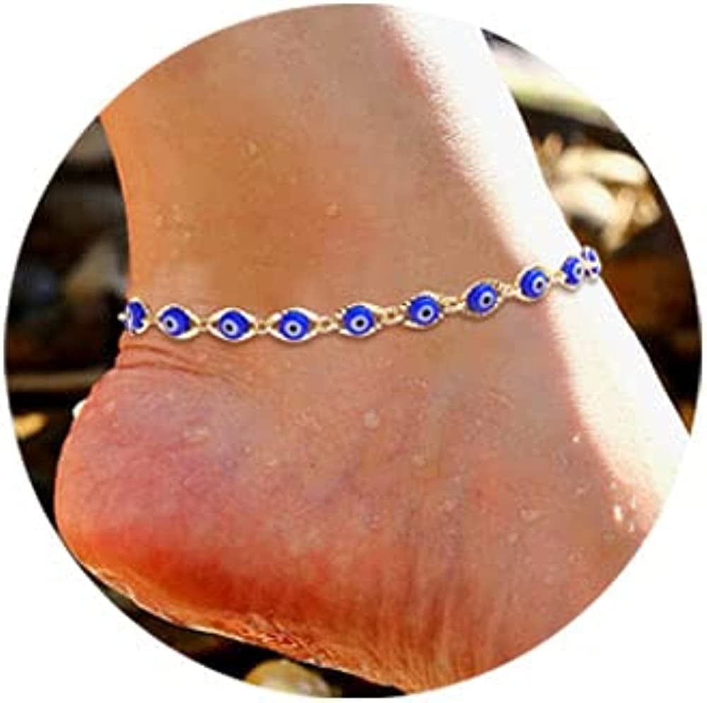 Ankle Bracelets for Women Cuban Link Anklet Tennis Anklet Butterfly Anklets Heart Anklet Gold Anklets for Women Silver Anklet Bracelets for Women Dainty Foot Jewelry Apparel & Accessories > Jewelry > Anklets Sora Tuki style30-blue evil eye anklet