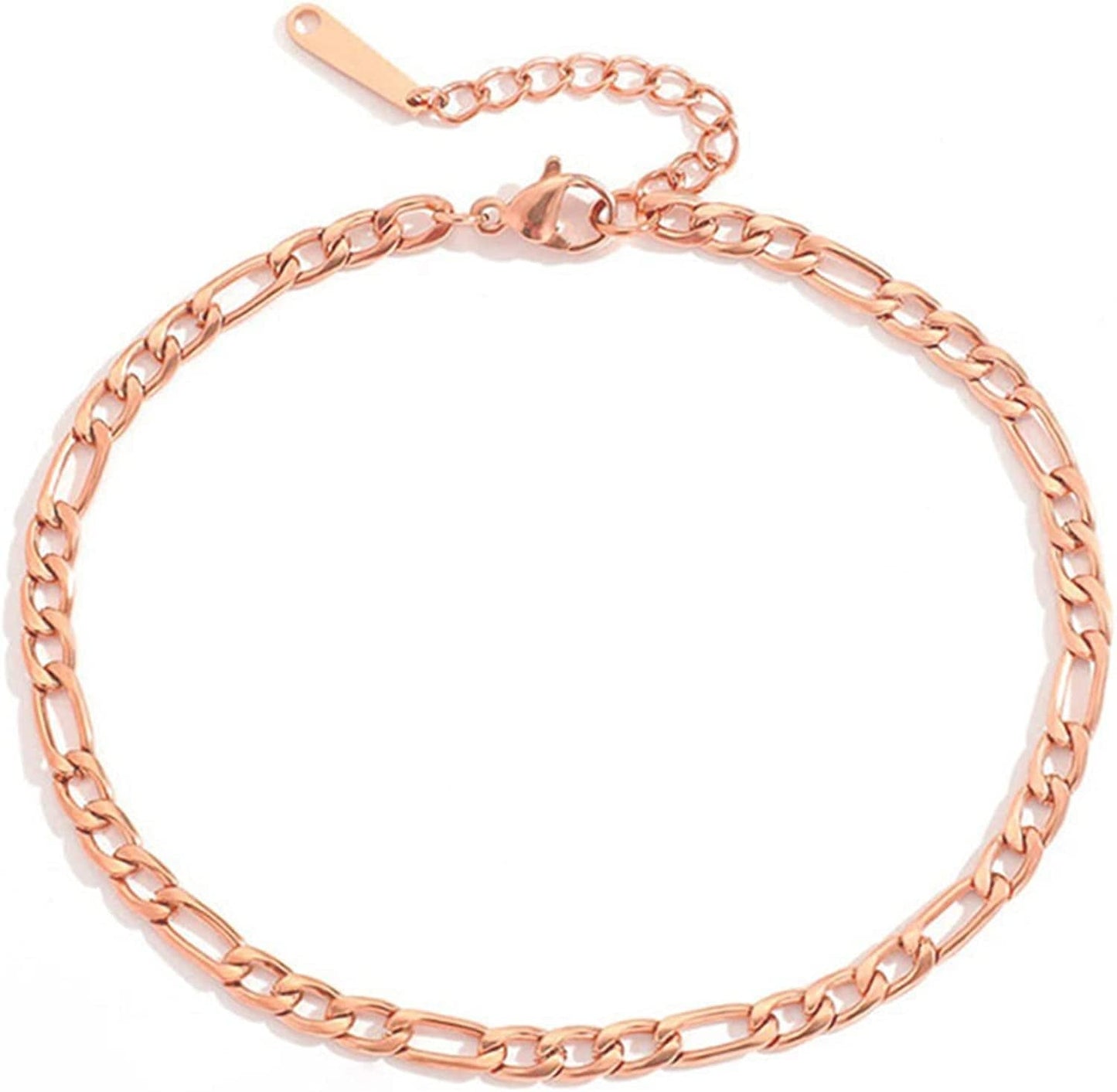 Ankle Bracelets for Women Cuban Link Anklet Tennis Anklet Butterfly Anklets Heart Anklet Gold Anklets for Women Silver Anklet Bracelets for Women Dainty Foot Jewelry Apparel & Accessories > Jewelry > Anklets Sora Tuki style24-rose gold figaro chain