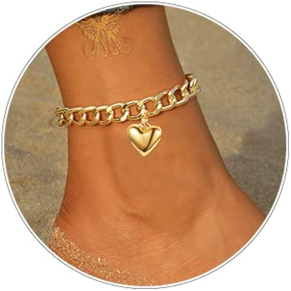 Ankle Bracelets for Women Cuban Link Anklet Tennis Anklet Butterfly Anklets Heart Anklet Gold Anklets for Women Silver Anklet Bracelets for Women Dainty Foot Jewelry Apparel & Accessories > Jewelry > Anklets Sora Tuki style05