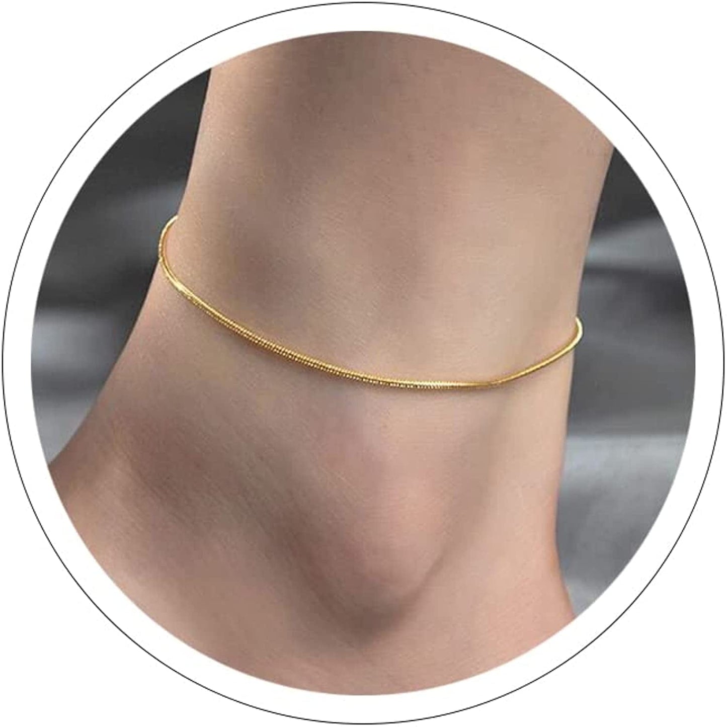 Ankle Bracelets for Women Cuban Link Anklet Tennis Anklet Butterfly Anklets Heart Anklet Gold Anklets for Women Silver Anklet Bracelets for Women Dainty Foot Jewelry Apparel & Accessories > Jewelry > Anklets Sora Tuki style18-gold snake chain