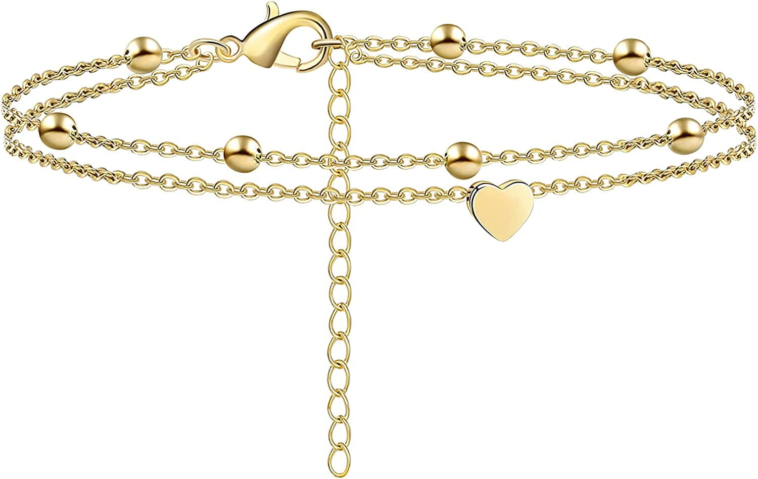 Ankle Bracelets for Women Cuban Link Anklet Tennis Anklet Butterfly Anklets Heart Anklet Gold Anklets for Women Silver Anklet Bracelets for Women Dainty Foot Jewelry Apparel & Accessories > Jewelry > Anklets Sora Tuki style29-gold layered heart anklet