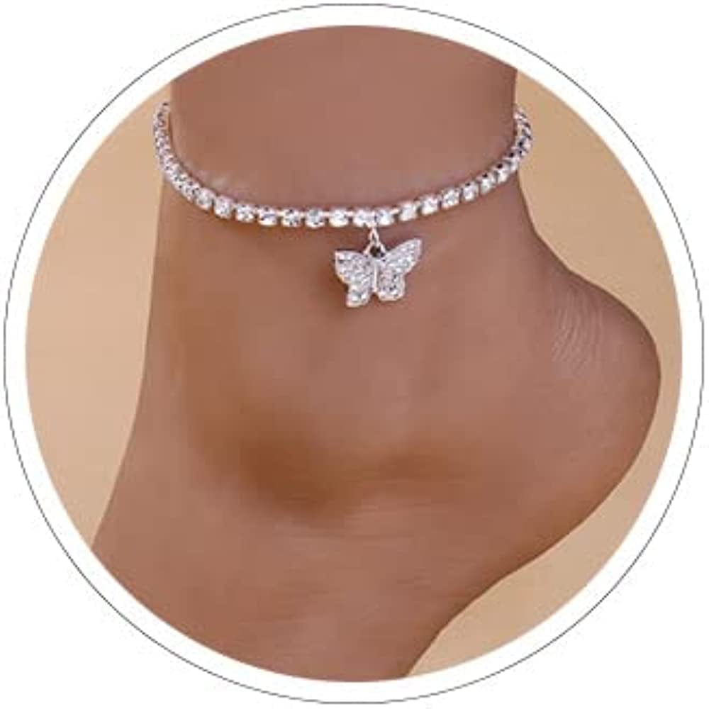 Ankle Bracelets for Women Cuban Link Anklet Tennis Anklet Butterfly Anklets Heart Anklet Gold Anklets for Women Silver Anklet Bracelets for Women Dainty Foot Jewelry Apparel & Accessories > Jewelry > Anklets Sora Tuki style01