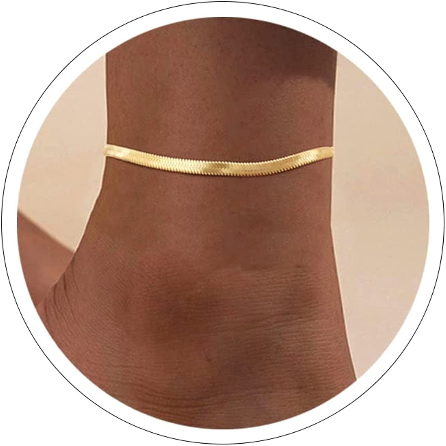 Ankle Bracelets for Women Cuban Link Anklet Tennis Anklet Butterfly Anklets Heart Anklet Gold Anklets for Women Silver Anklet Bracelets for Women Dainty Foot Jewelry Apparel & Accessories > Jewelry > Anklets Sora Tuki style19-gold herringbone chain