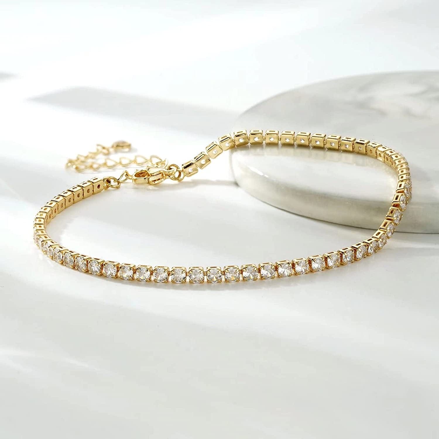Ankle Bracelets for Women Initial Anklet, 14K Gold Plated Layered Cubic Zirconia Tennis Ankle Bracelets Dainty Letter Initial Anklet A-Z Gold Anklets for Women Teen Girls Beach Foot Jewelry Gifts Apparel & Accessories > Jewelry > Anklets IEFSHINY