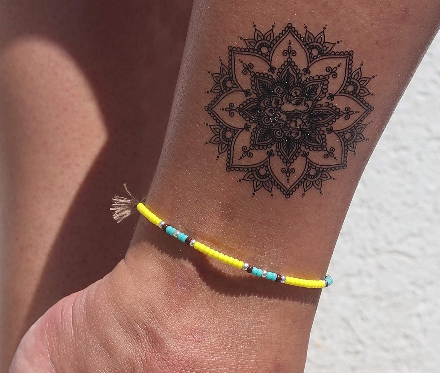 Anklet for Teen Girls and Women, Hippie Colorful Yellow Beaded Beach Anklet, Native American Jewelry, Adjustable Waterproof String Anklet, Handmade by Tribes Apparel & Accessories > Jewelry > Anklets Tribes by Sara K