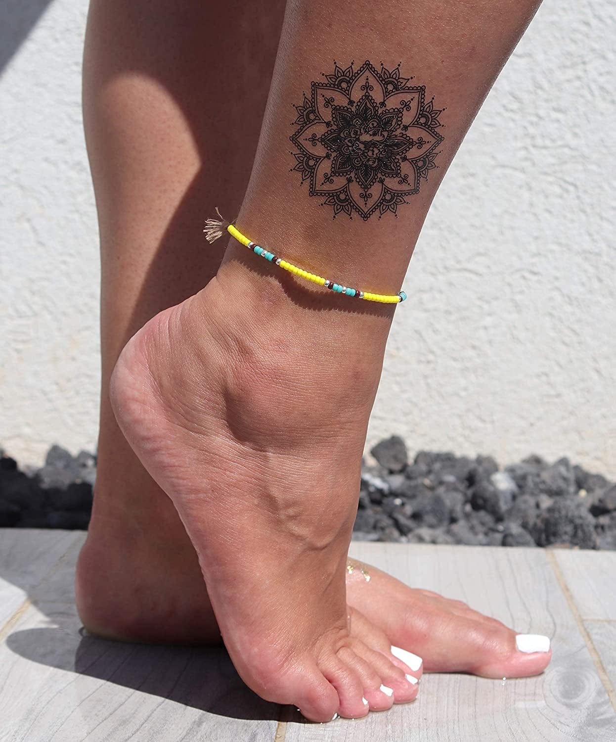 Anklet for Teen Girls and Women, Hippie Colorful Yellow Beaded Beach Anklet, Native American Jewelry, Adjustable Waterproof String Anklet, Handmade by Tribes Apparel & Accessories > Jewelry > Anklets Tribes by Sara K