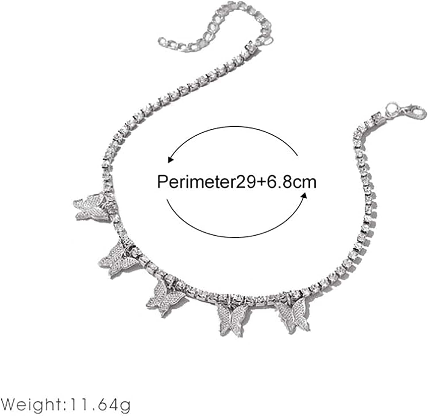 Anklet for Women 18K Gold /Sterling Silver Cute Butterfly Plated Chain Tennis Ankle Bracelet with Extension Gife for Girl Wife Apparel & Accessories > Jewelry > Anklets Generic