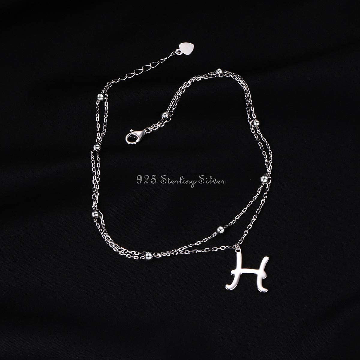 Anklet for Women S925 Sterling Silver Adjustable Foot Ankle Bracelet with Initials Anklets for Girls Apparel & Accessories > Jewelry > Anklets Silver Light Jewelry