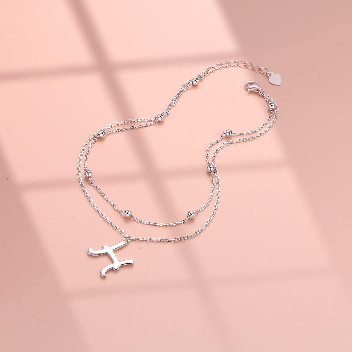 Anklet for Women S925 Sterling Silver Adjustable Foot Ankle Bracelet with Initials Anklets for Girls Apparel & Accessories > Jewelry > Anklets Silver Light Jewelry