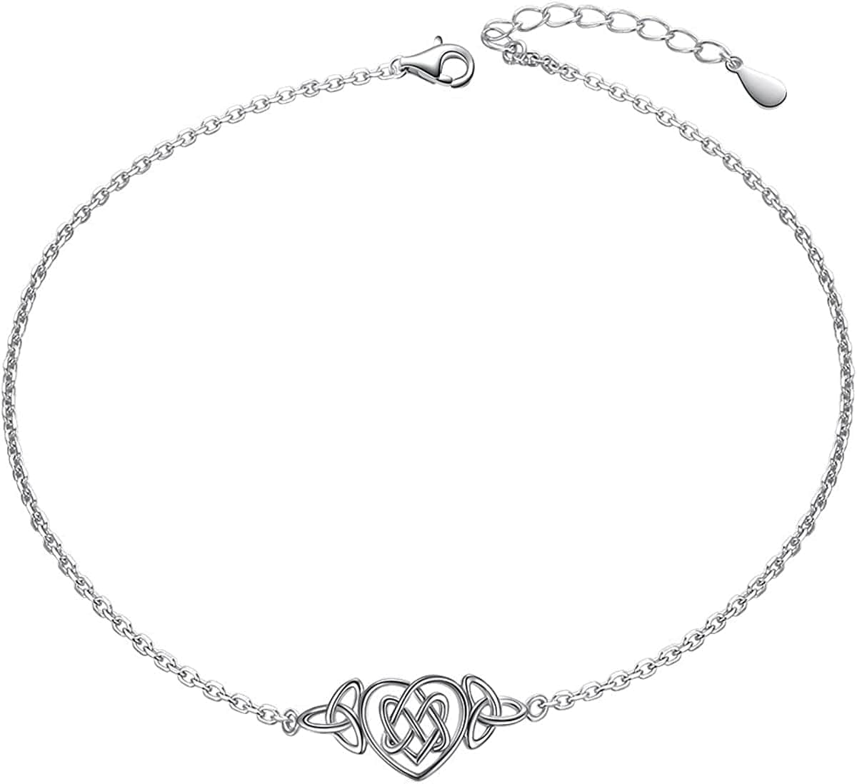 Anklet for Women S925 Sterling Silver Adjustable Foot Evil Eye Starfish Heart Bead Butterfly Celtic Knot Cross Multilayer Layered Ankle Bracelet Jewelry Apparel & Accessories > Jewelry > Anklets ALPHM Jewelry Factory Celtic Knot 10+1
