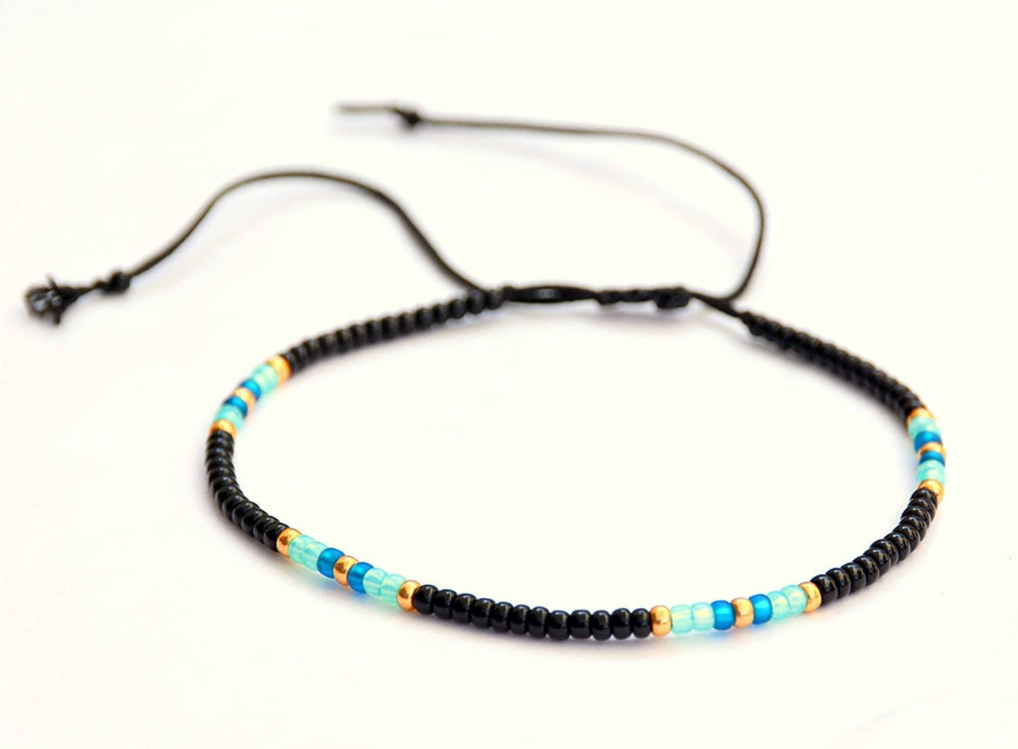Anklet for Women, Unique Beaded Thin Anklet, Black Gold Colorful Boho Hippie Waterproof Beach Foot Jewelry, Native American Style, Handmade by Tribes Apparel & Accessories > Jewelry > Anklets Tribes by Sara K