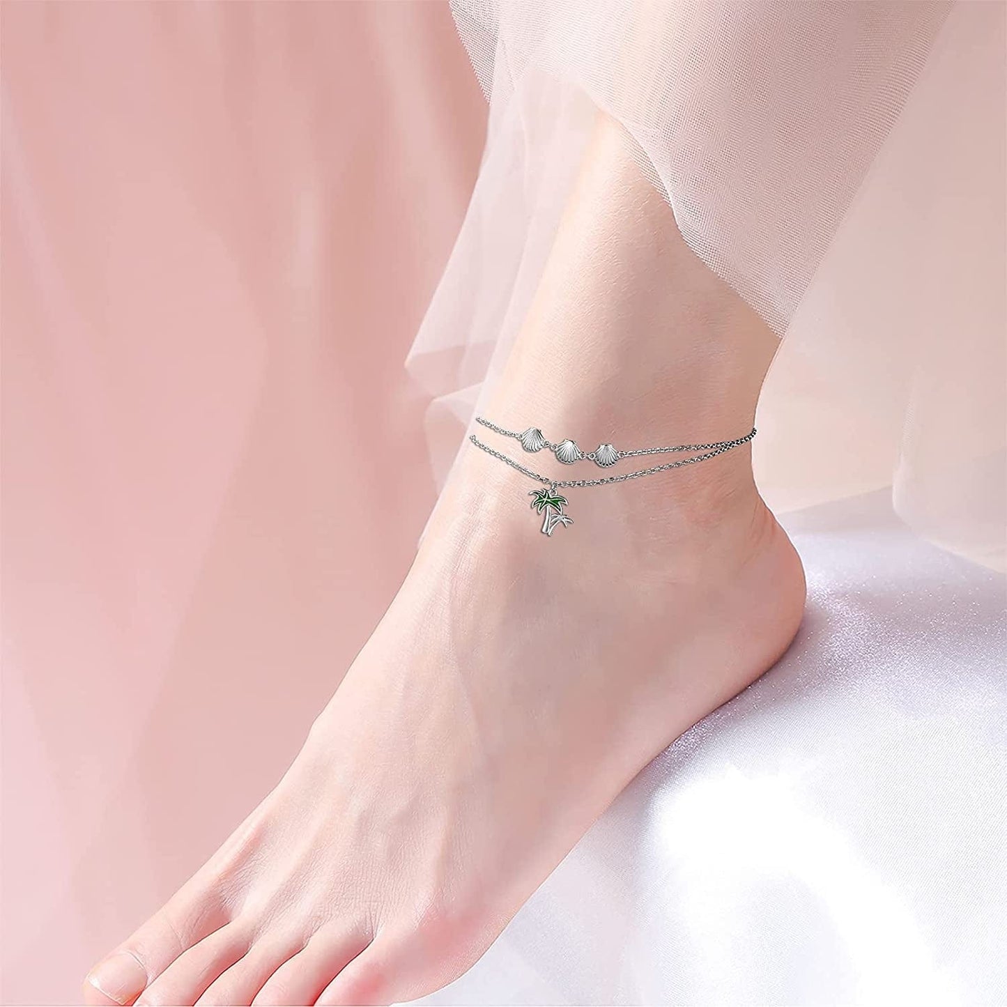 Anklets for Women S925 Sterling Silver Adjustable Beach Foot Ankle Bracelet Jewelry Gifts Apparel & Accessories > Jewelry > Anklets Silvermoon jewelry