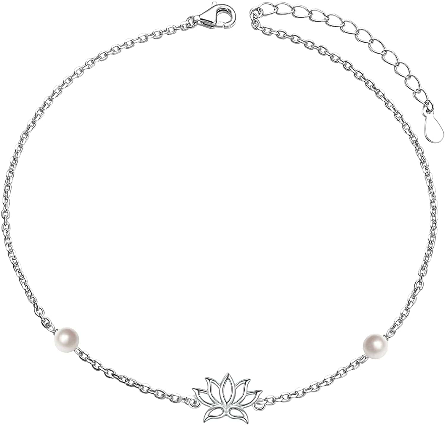 Anklets for Women S925 Sterling Silver Adjustable Beach Foot Ankle Bracelet Jewelry Gifts Apparel & Accessories > Jewelry > Anklets Silvermoon jewelry Lotus