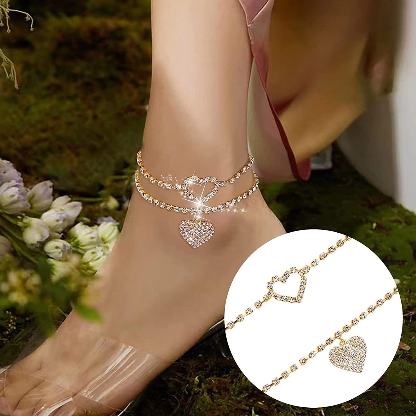 Anklets Women'S Girls Style Chains Beach Anklets Jewellery Anklets Adjustable Size Matching Rings Best Friends (Gold, One Size) Apparel & Accessories > Jewelry > Anklets Generic