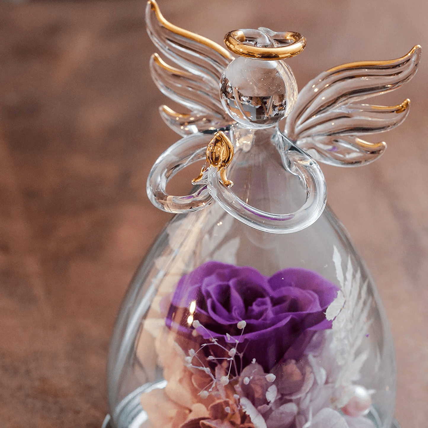 ANLUNOB Preserved Flowers Christmas Birthday Gifts for Women, Angels with Pretty Purple Roses for Wedding Thanksgiving Gifts Arts & Entertainment > Party & Celebration > Gift Giving ANLUNOB