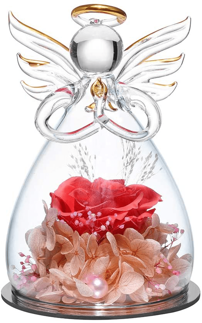 ANLUNOB Preserved Flowers Christmas Birthday Gifts for Women, Angels with Pretty Purple Roses for Wedding Thanksgiving Gifts Arts & Entertainment > Party & Celebration > Gift Giving ANLUNOB Orange