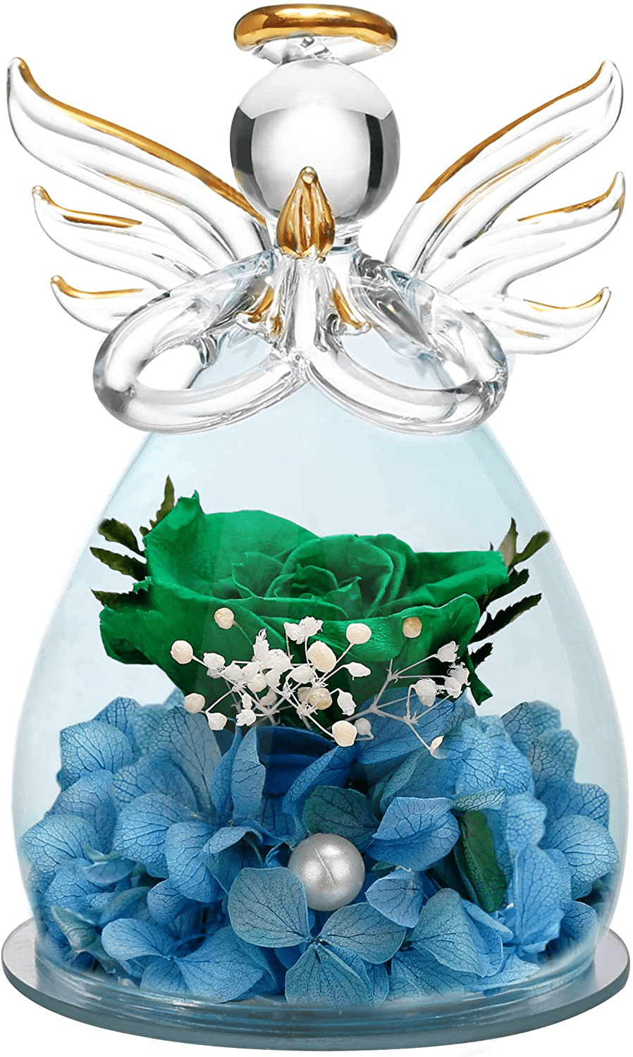 ANLUNOB Preserved Flowers Christmas Birthday Gifts for Women, Angels with Pretty Purple Roses for Wedding Thanksgiving Gifts Arts & Entertainment > Party & Celebration > Gift Giving ANLUNOB Green