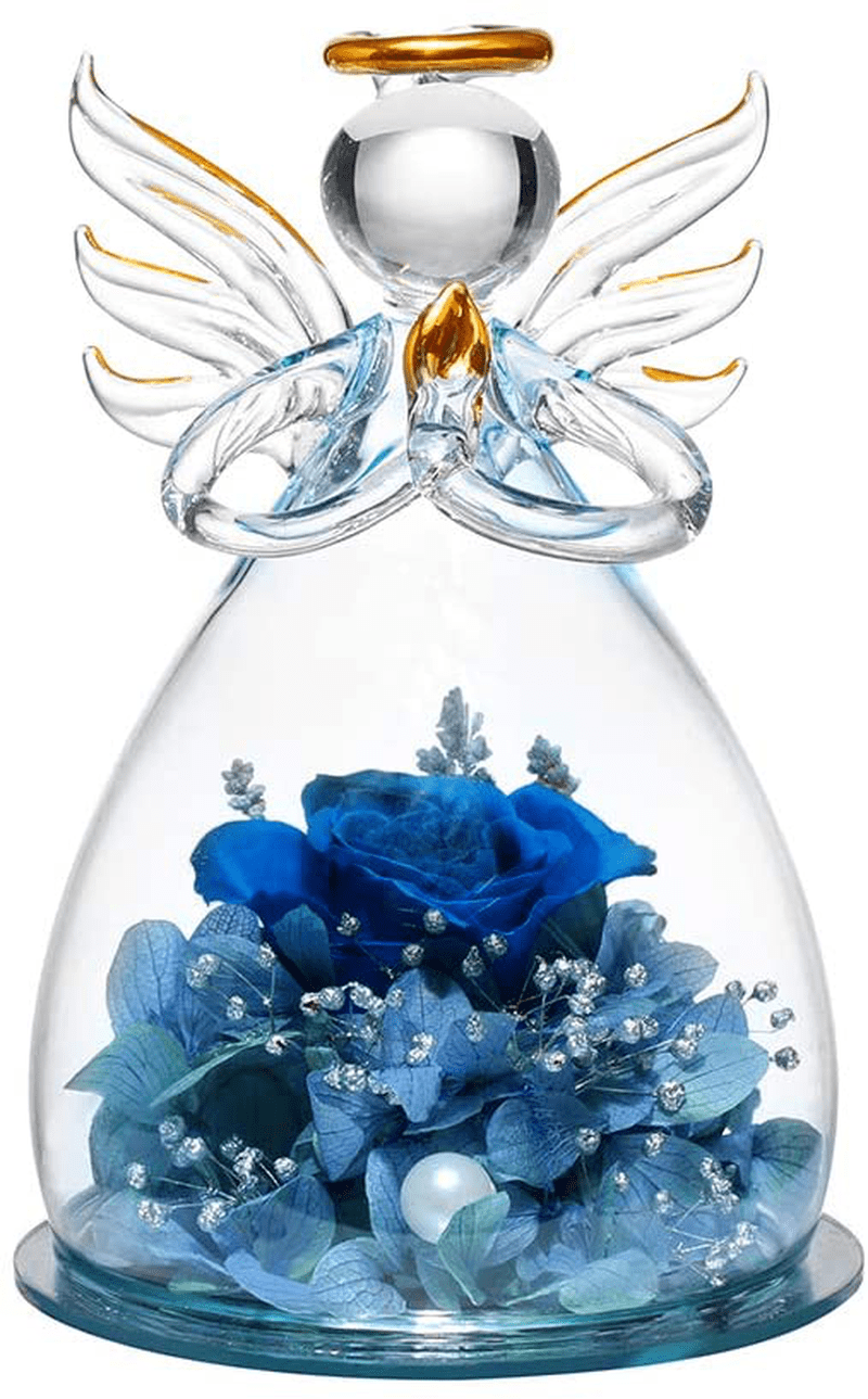 ANLUNOB Preserved Flowers Christmas Birthday Gifts for Women, Angels with Pretty Purple Roses for Wedding Thanksgiving Gifts Arts & Entertainment > Party & Celebration > Gift Giving ANLUNOB Dark Blue
