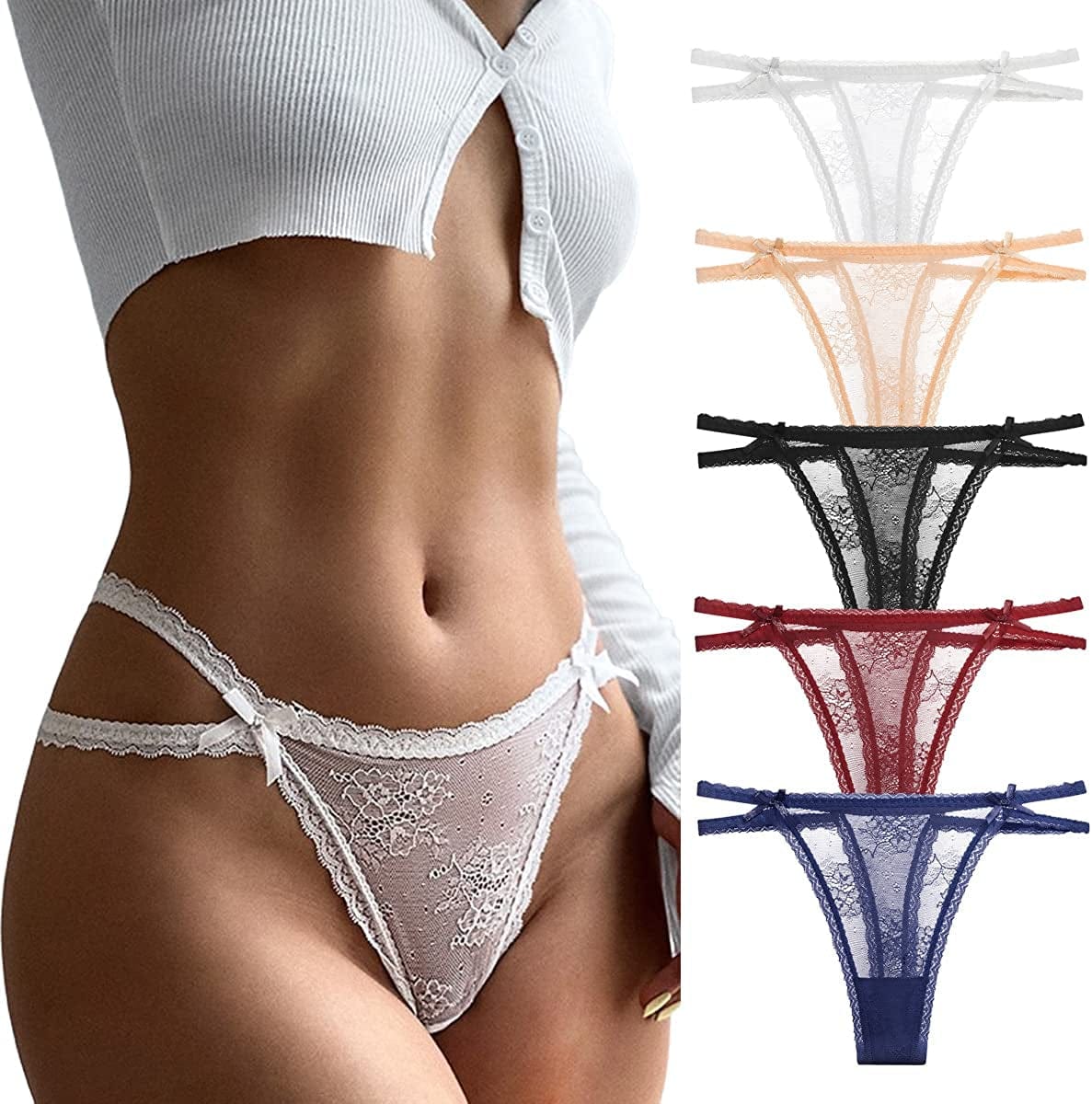 Anna & Eric Women'S Floral Lace Thongs Bikini Panties Sexy Lingerie Panty T Back Underwear D5p / X-Large