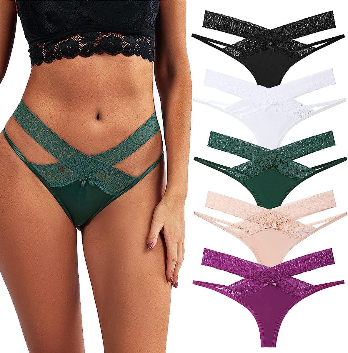 Anna & Eric Women'S Floral Lace Thongs Bikini Panties Sexy Lingerie Panty T Back Underwear Rwbbn053 / Medium