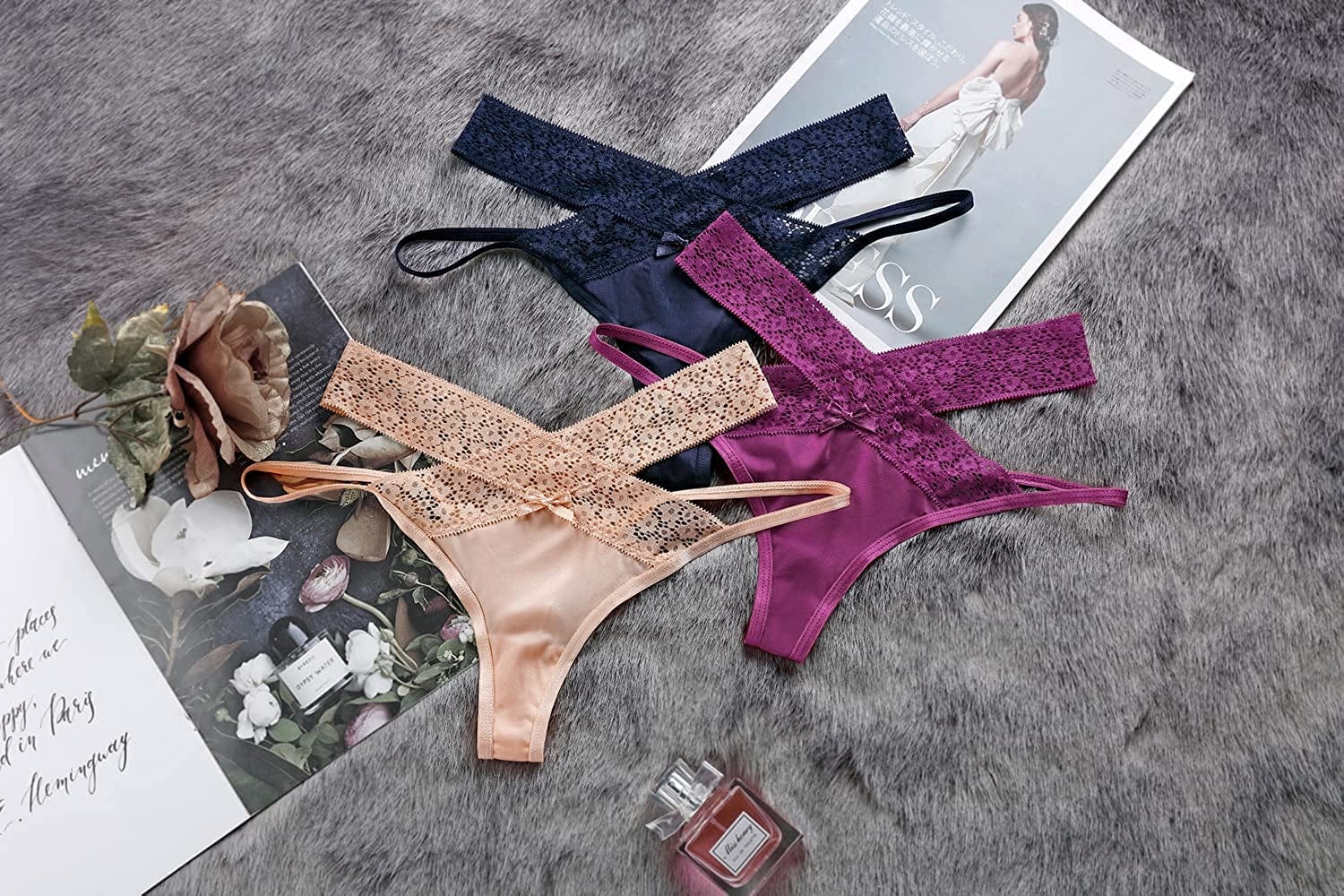 Anna & Eric Women'S Floral Lace Thongs Bikini Panties Sexy Lingerie Panty T Back Underwear