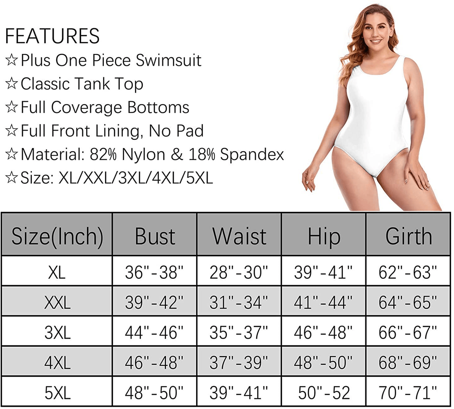 Annbon Women'S One Piece Swimsuit Retro plus Size Bathing Suit Conservative Monokini Swimwear Apparel & Accessories > Clothing > Swimwear Kylie Max