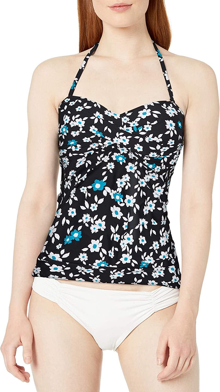 Anne Cole Women'S Solid Twist Front Shirred Bandeau Tankini Swim Top