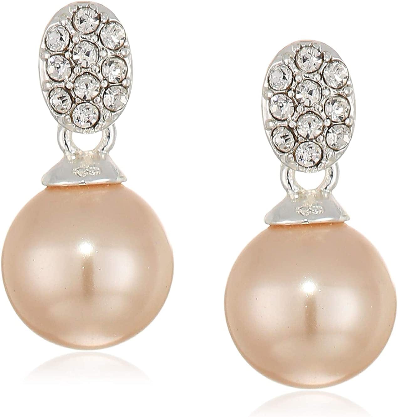 Anne Klein Small Twisted Stud Earrings Apparel & Accessories > Jewelry > Earrings KYLIE MAX PINK Pink Pearl Post Drop Earrings