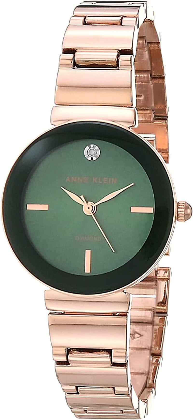 Anne Klein Women'S Genuine Diamond Dial Bracelet Watch Rose Gold/Green