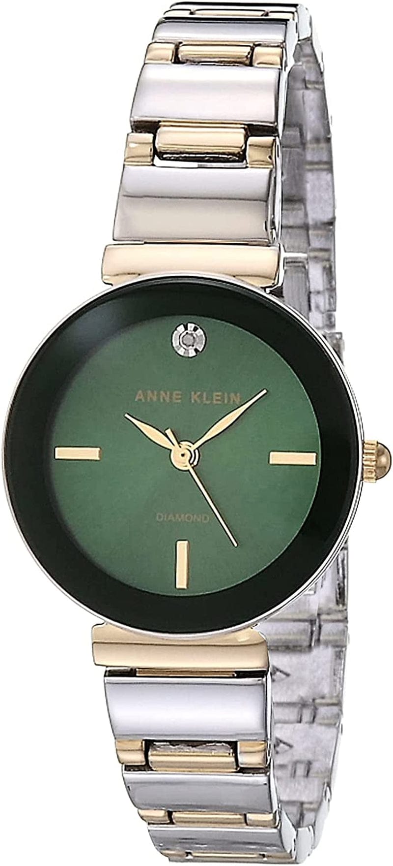 Anne Klein Women'S Genuine Diamond Dial Bracelet Watch Two Tone/Green
