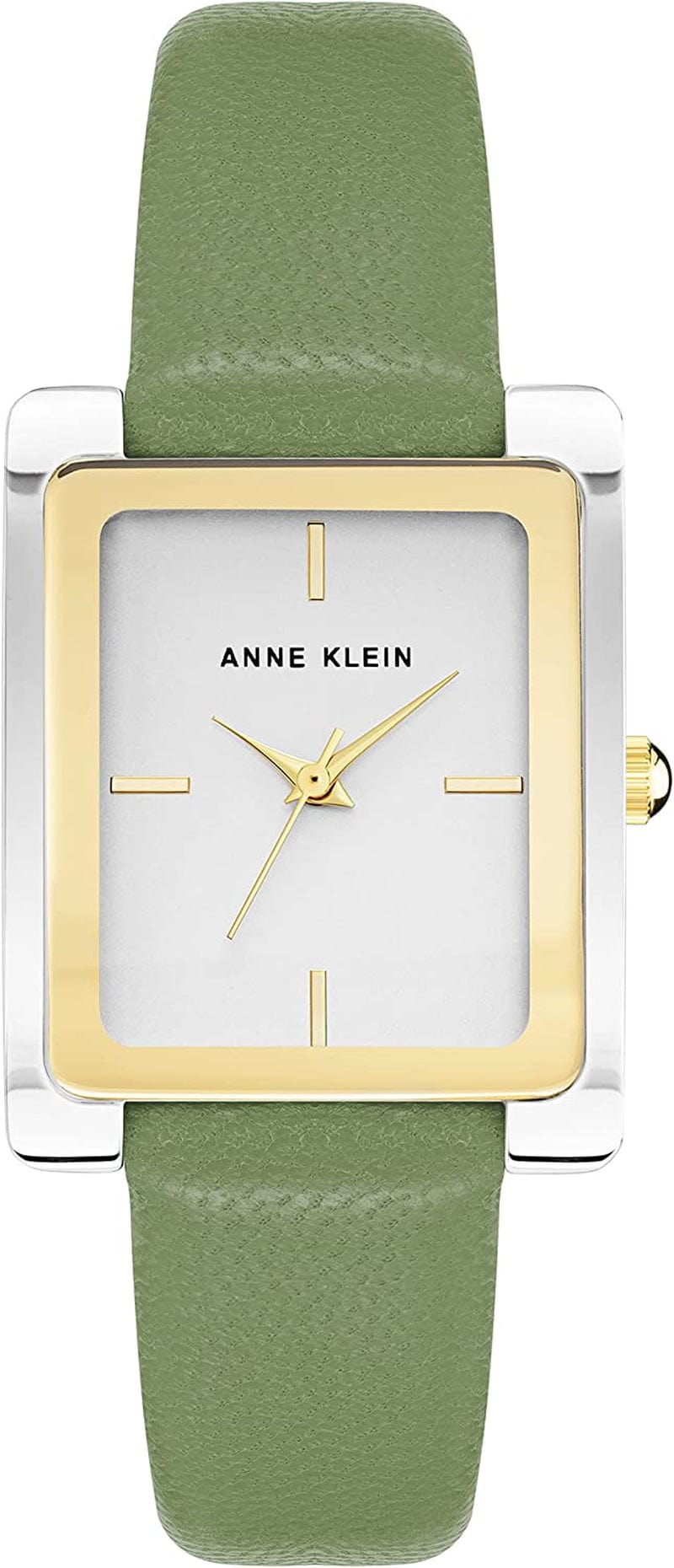 Anne Klein Women'S Leather Strap Watch Green/Two Tone