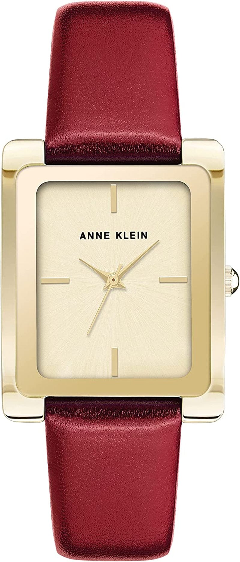 Anne Klein Women'S Leather Strap Watch Dark Red/Gold