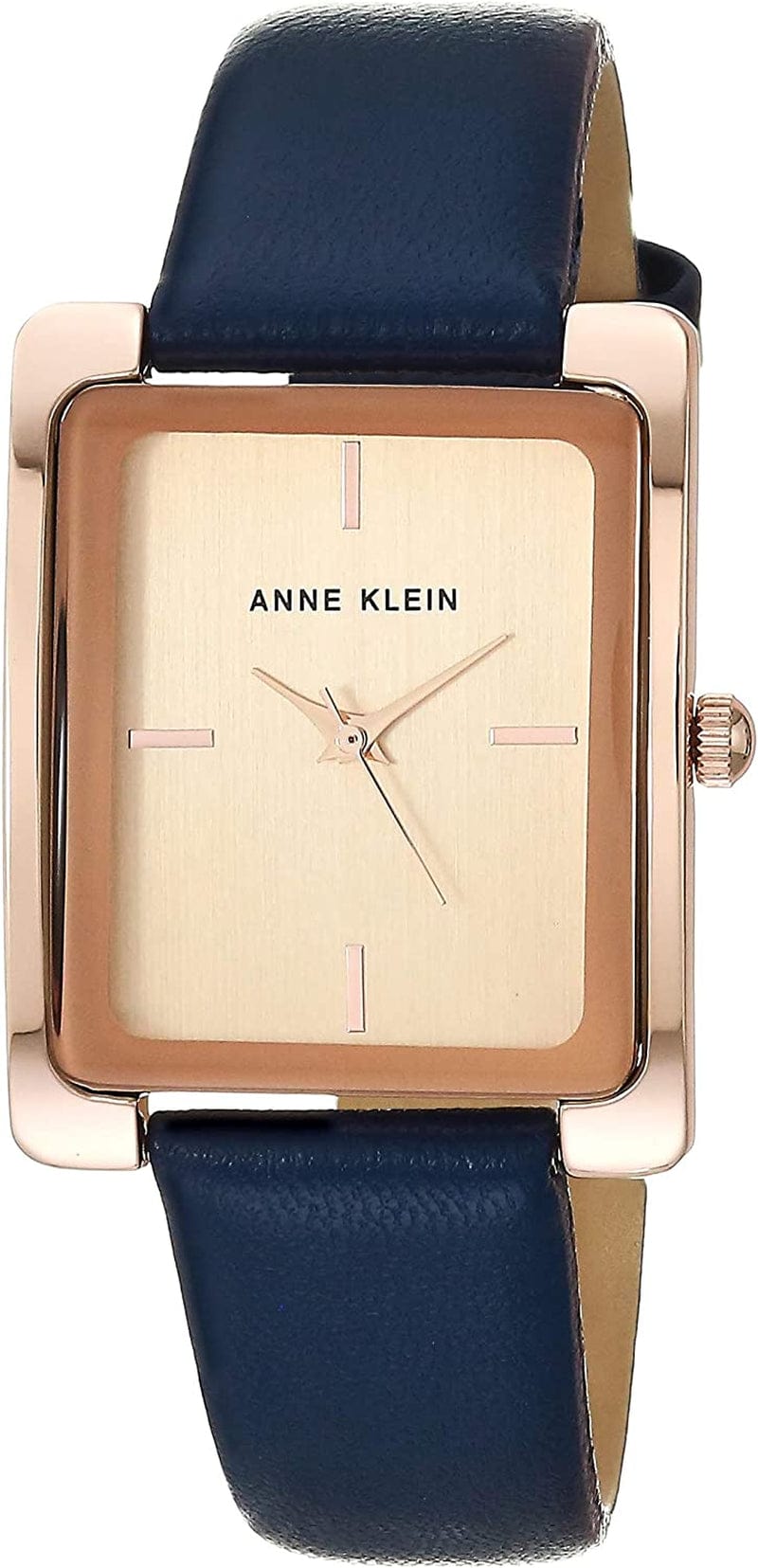 Anne Klein Women'S Leather Strap Watch Navy/Rose Gold