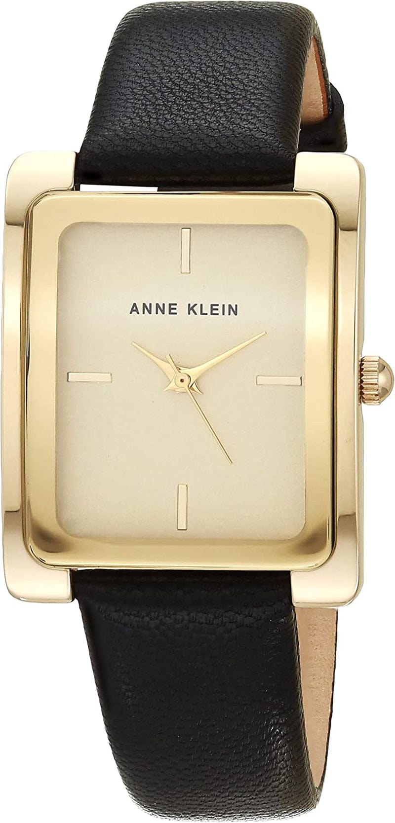 Anne Klein Women'S Leather Strap Watch Black/Gold