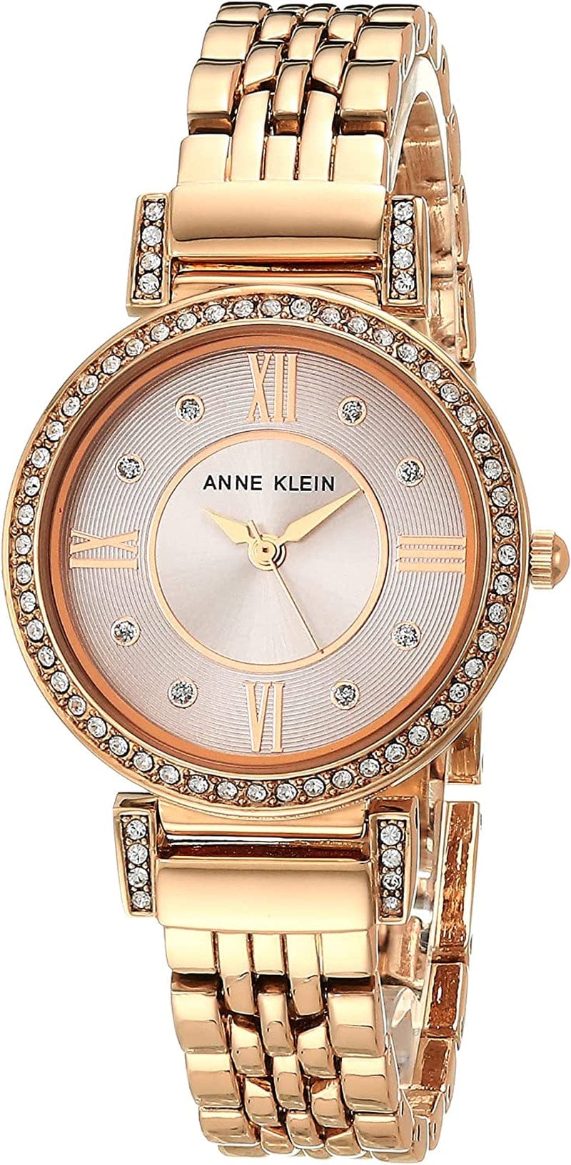 Anne Klein Women'S Premium Crystal Accented Bracelet Watch, AK/2928 Rose Gold/Taupe