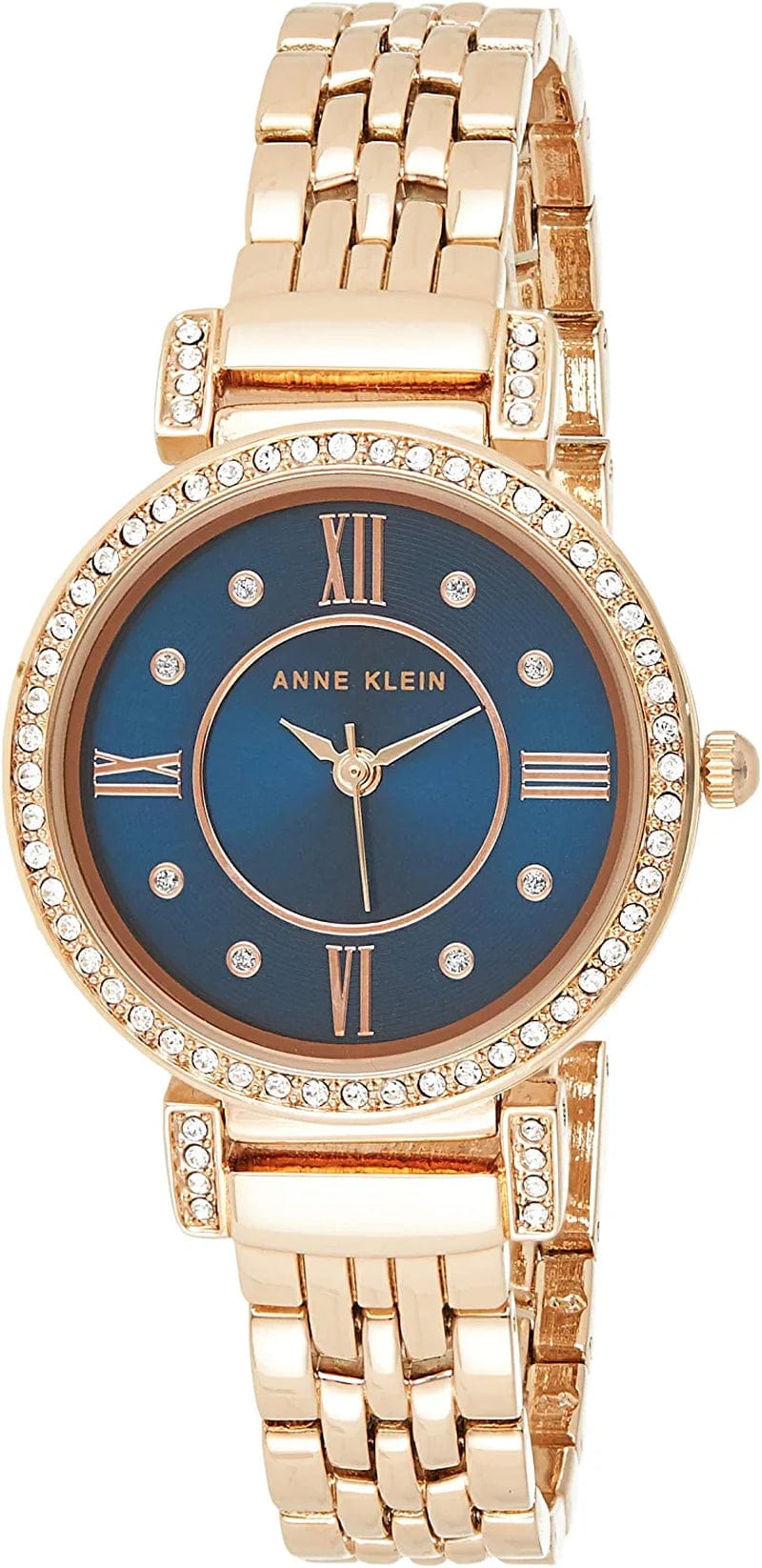Anne Klein Women'S Premium Crystal Accented Bracelet Watch, AK/2928 Rose Gold/Blue