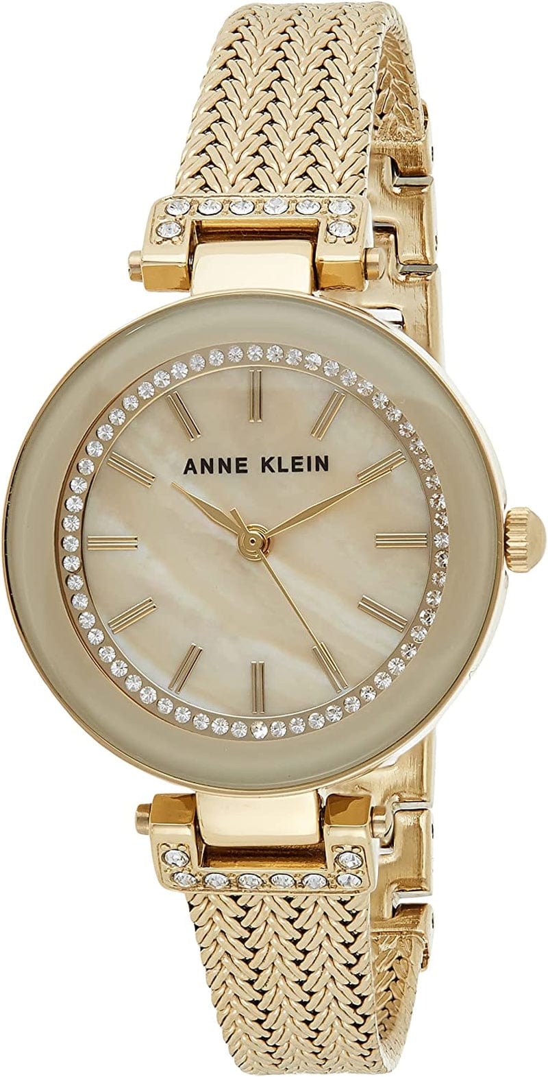 Anne Klein Women'S Premium Crystal Accented Mesh Bracelet Watch Gold